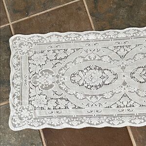 Elegant White Lace Table Runner vintage